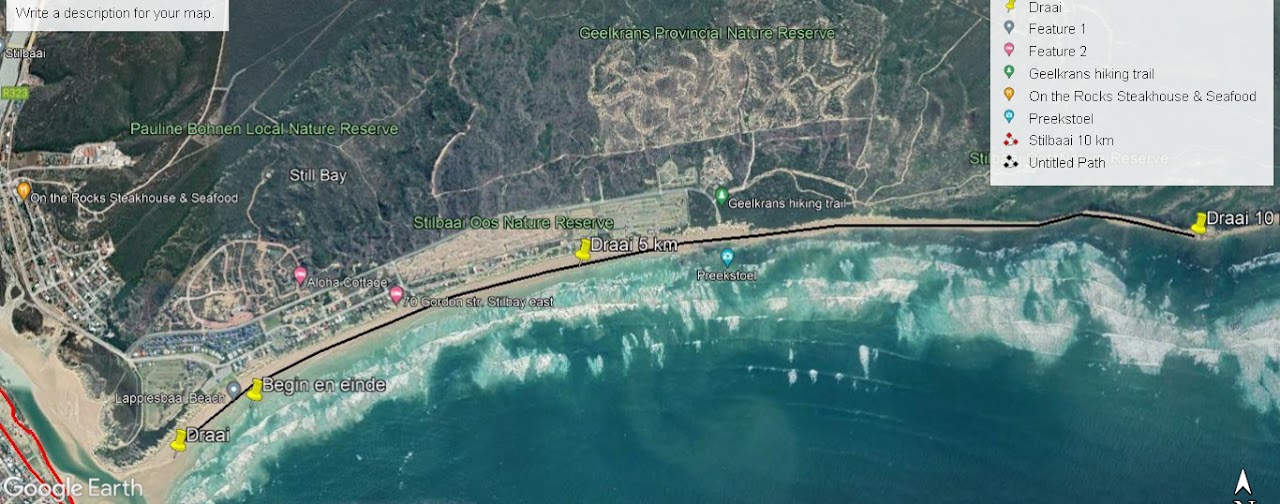 Route map — Lappiesbaai 10km on the beach