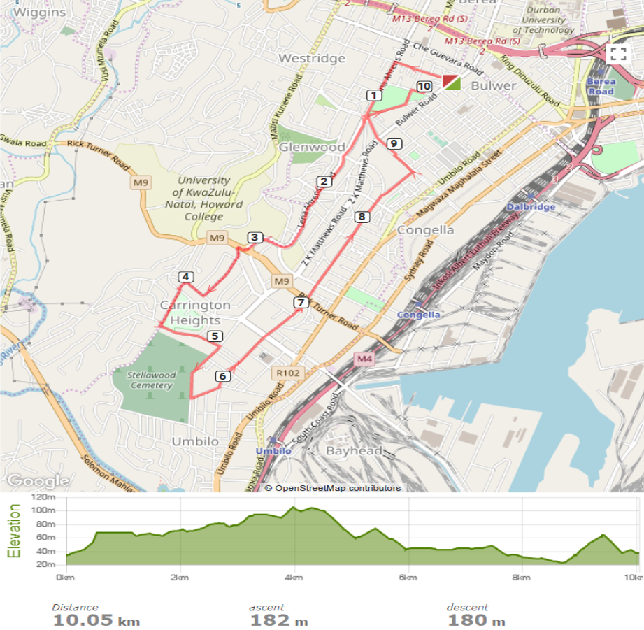 Route map — 10km Run / Walk