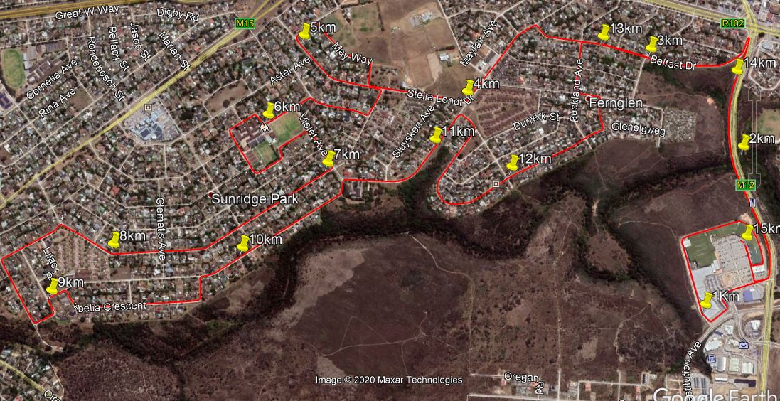 Route map — Sportsmans Warehouse 15km Road Race