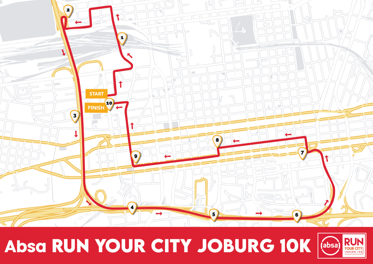 Route map — Absa RUN YOUR CITY Joburg 10k