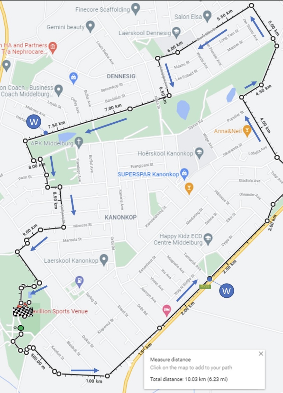 Route map — 10km Race