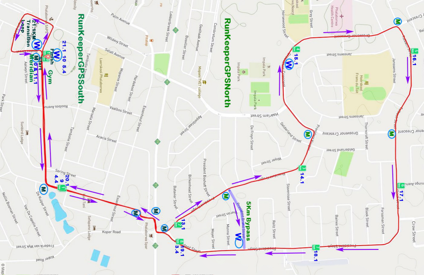 Route map — Maroela-to-Maroela 3-in-1