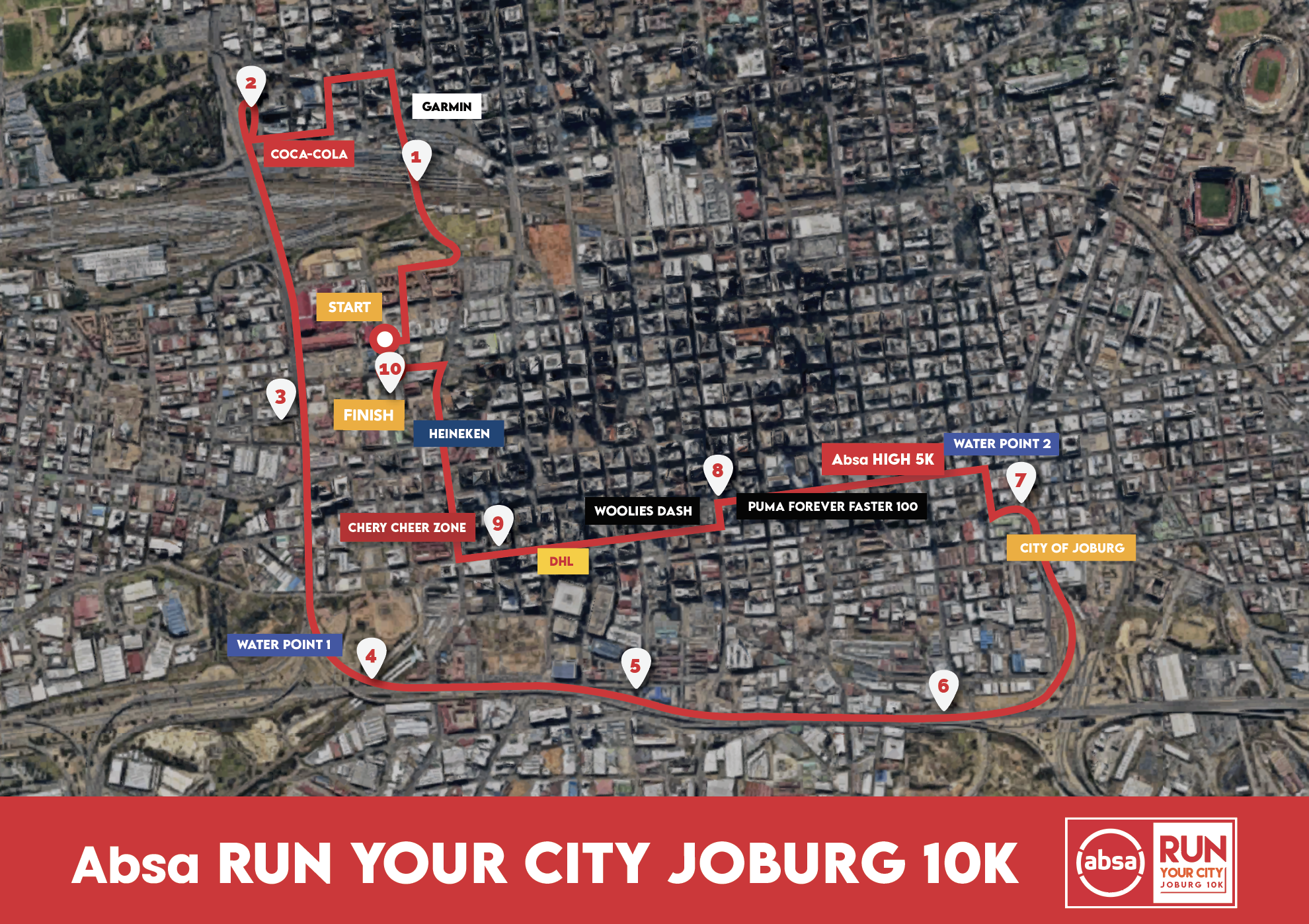 Route map — Absa RUN YOUR CITY Joburg 10k