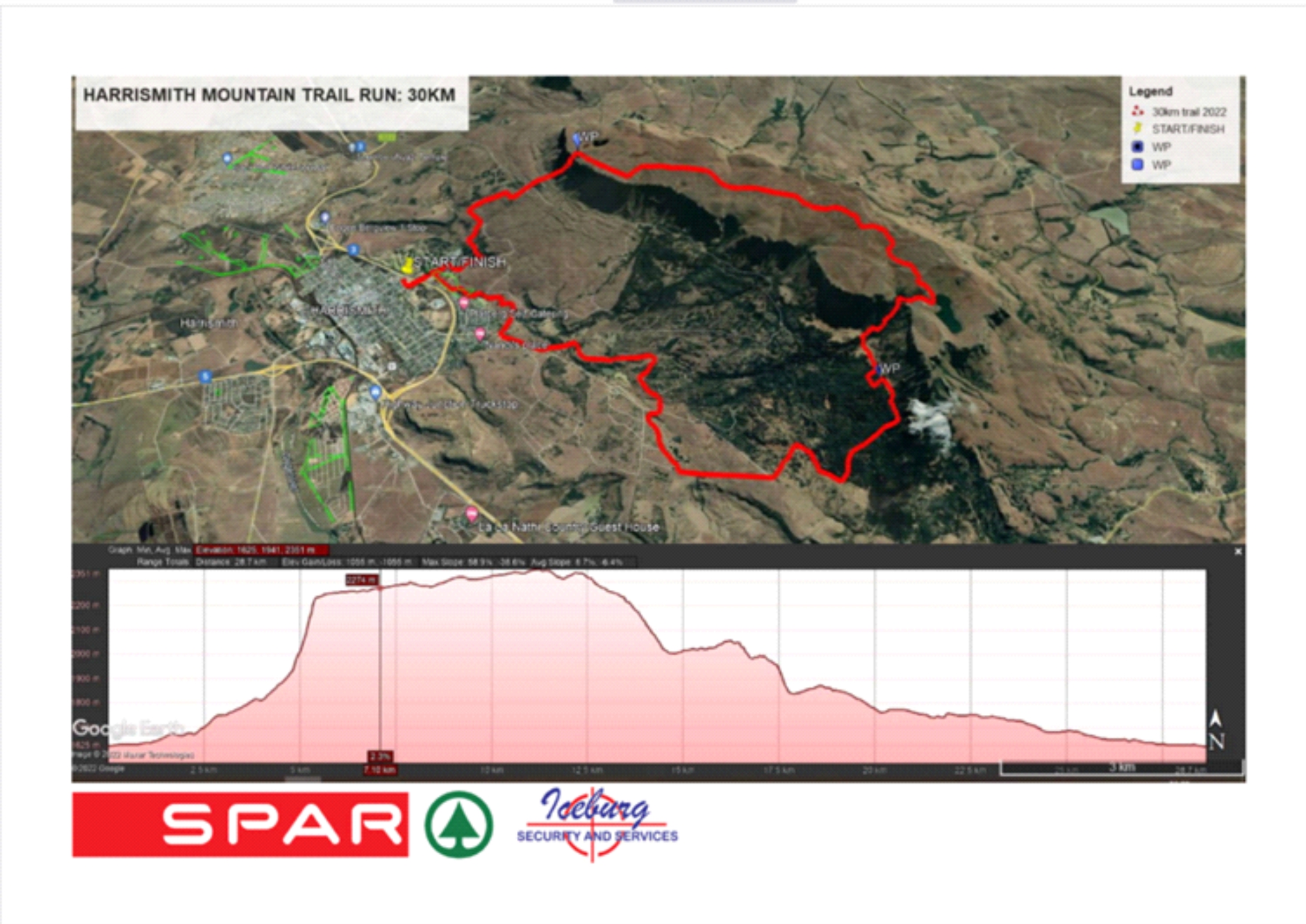 Route map — Harrismith 30km Trail Run