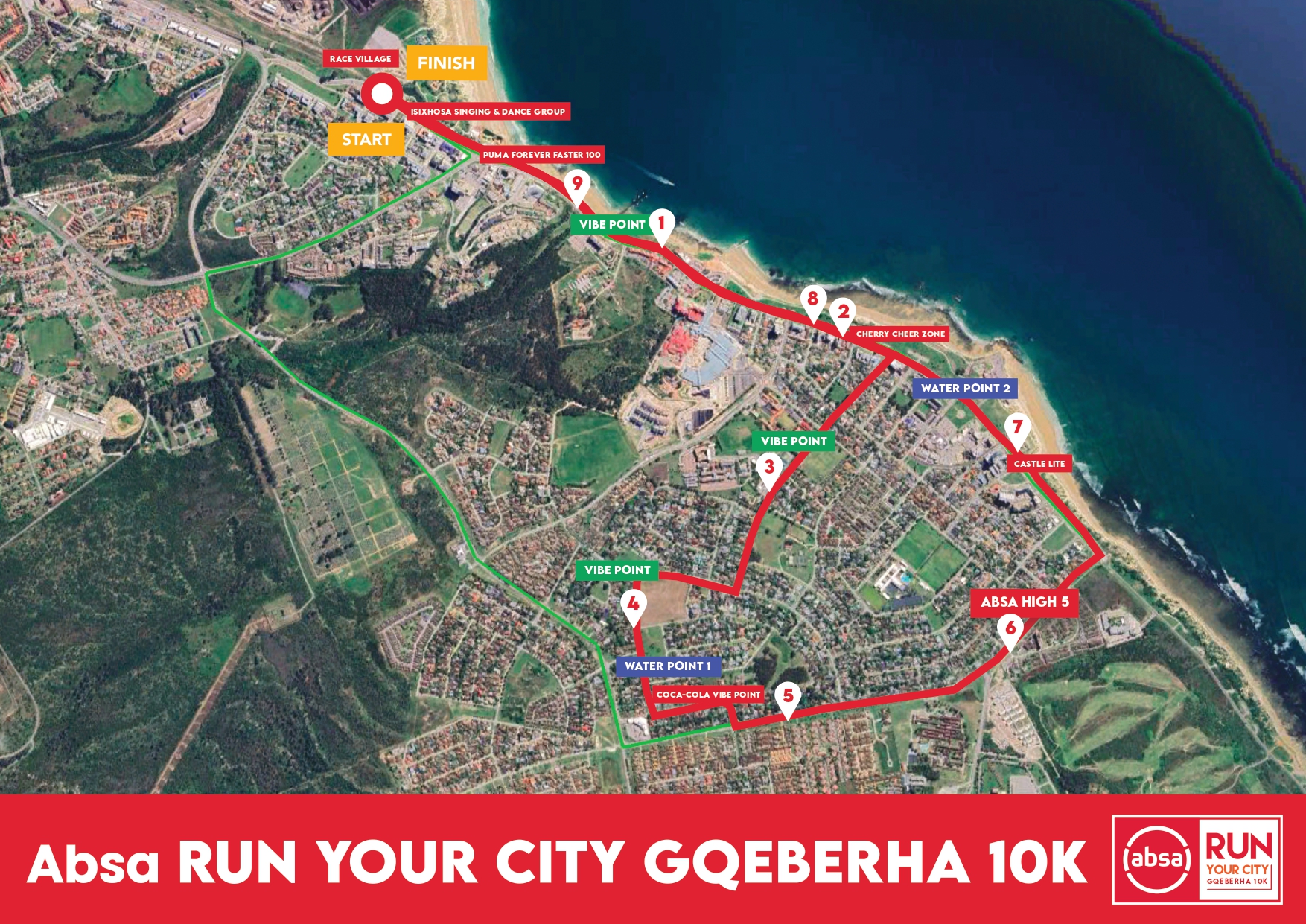 Route map — Absa RUN YOUR CITY Gqeberha 10k