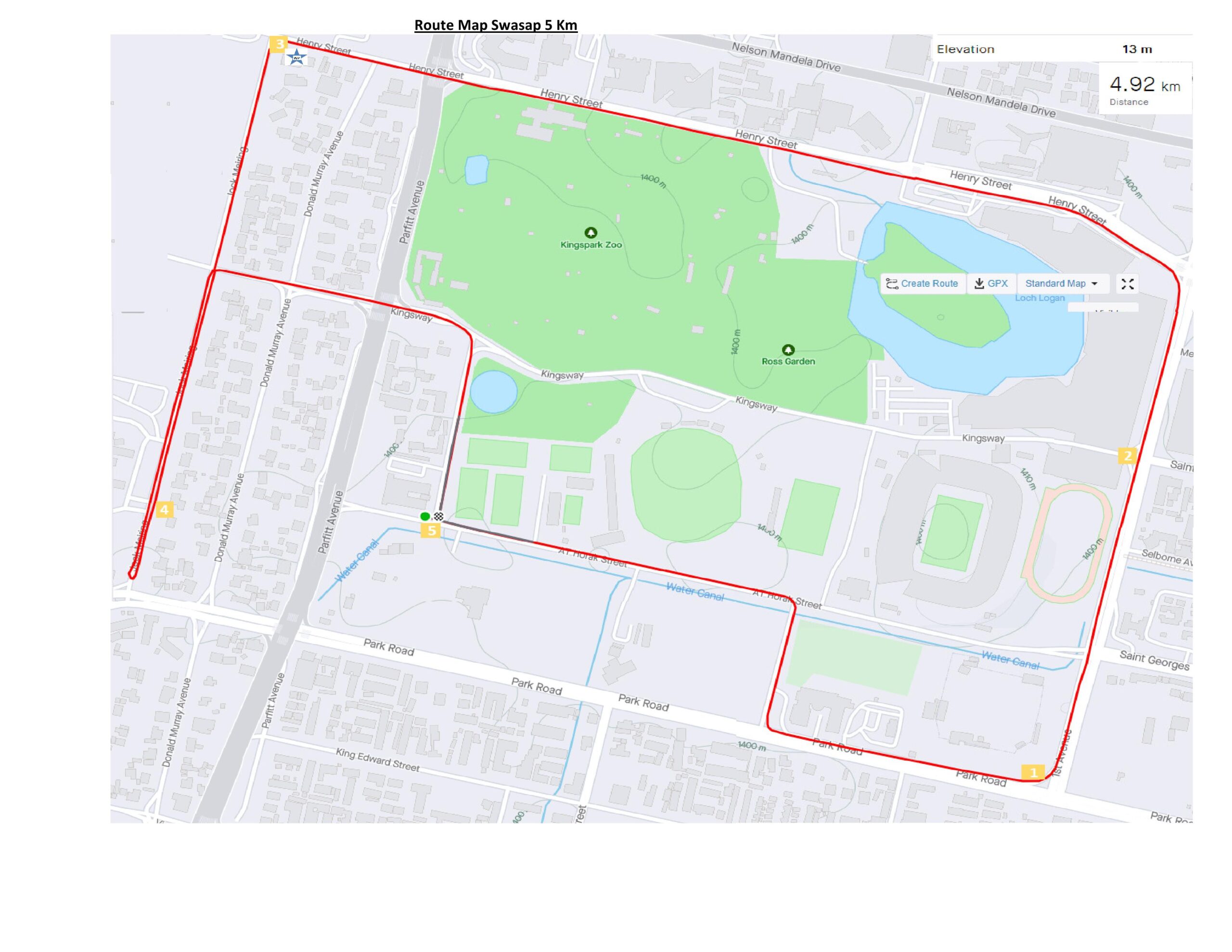 Route map — 5km Fun Run