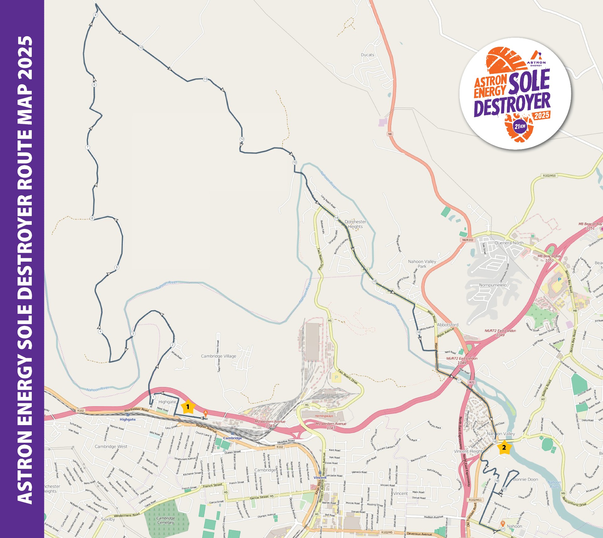 Route map — Astron Energy Sole Destroyer Half-Marathon