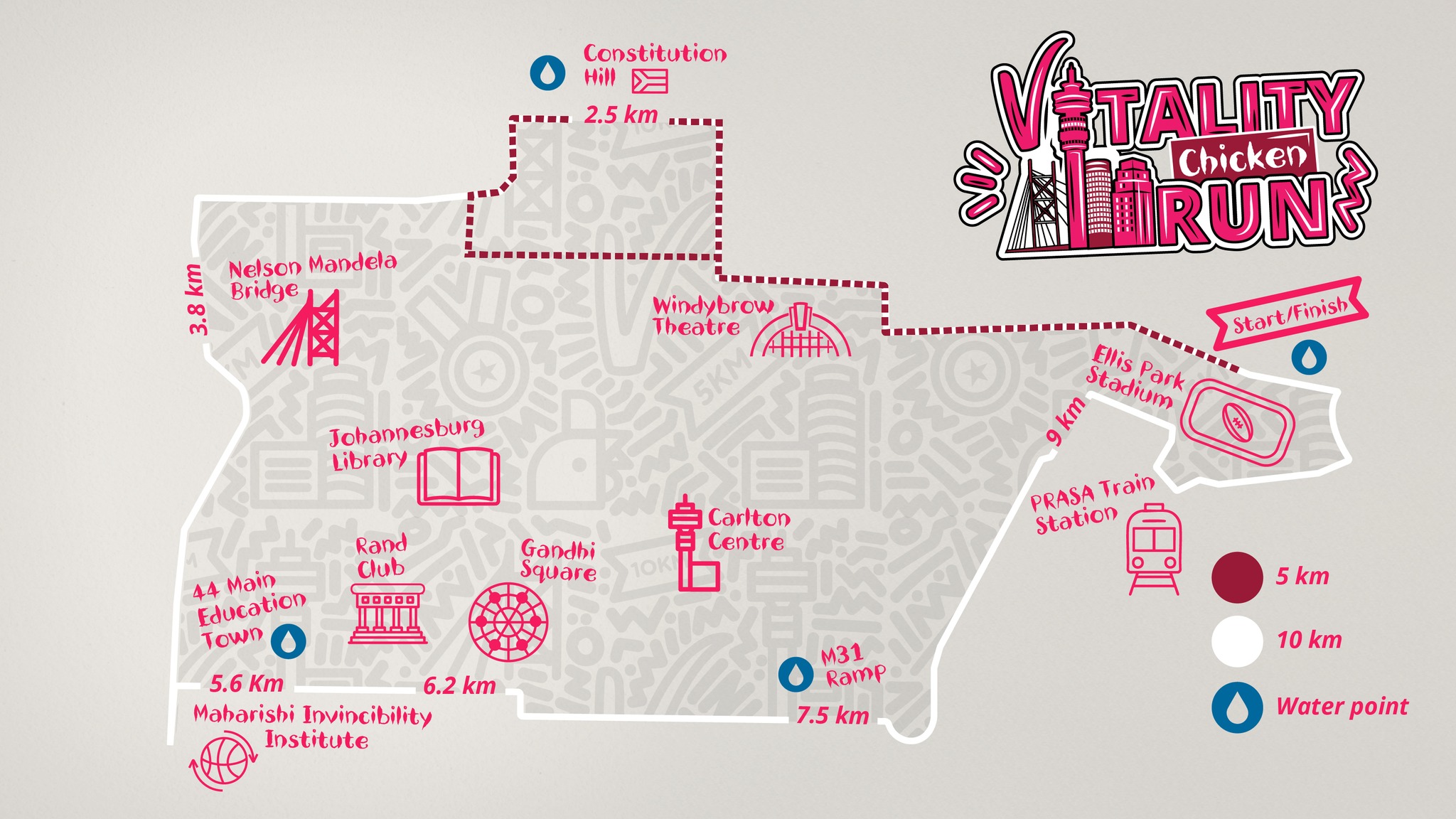 Route map — Vitality Chicken Run, flavoured by Nando's
