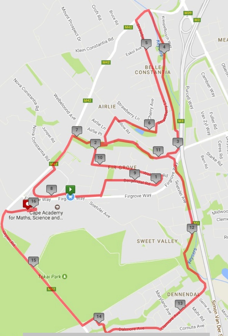 Route map — 16km Race