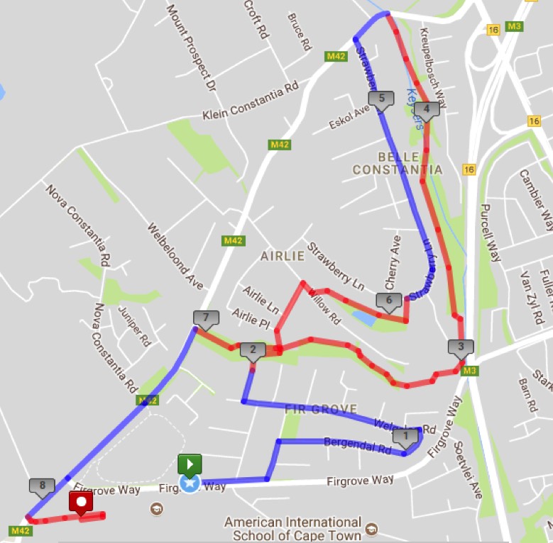 Route map — 8km Fun Run