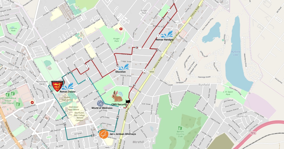 Route map — Jan L Jordaan BNAC Night Race