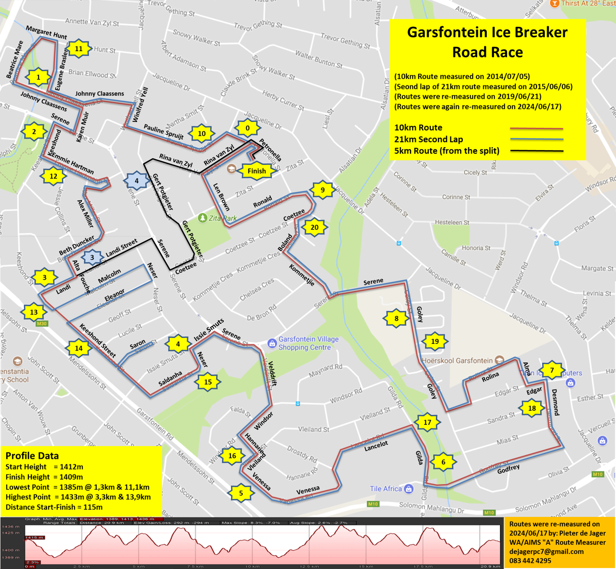 Route map — Garsfontein Ice Breaker