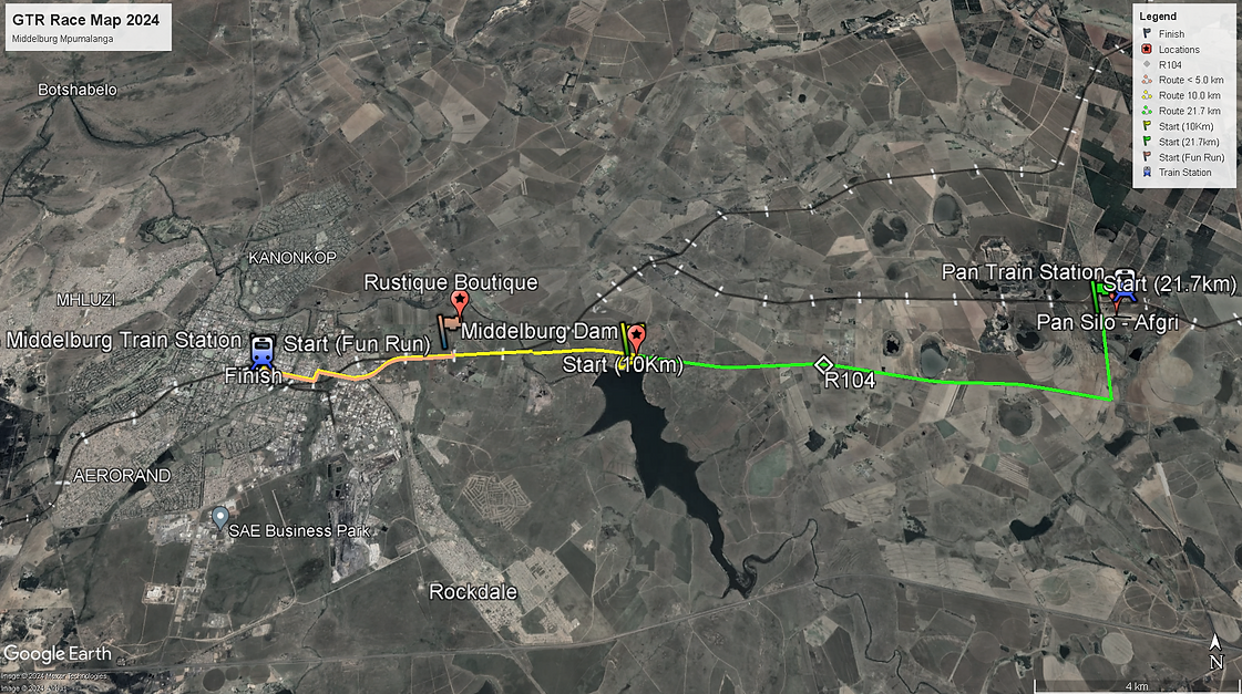 Route map — Greatest Train Race for Charity
