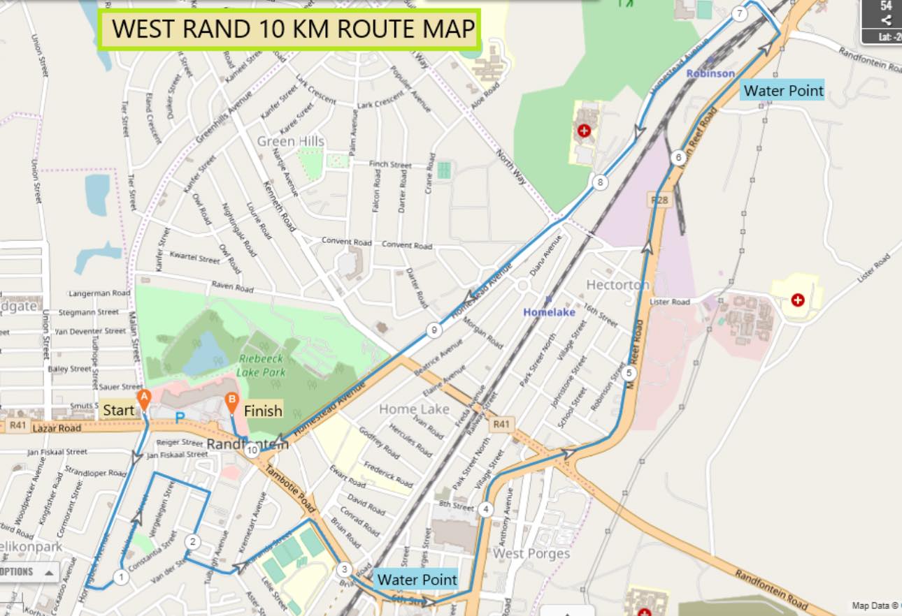 Route map — 10km Road