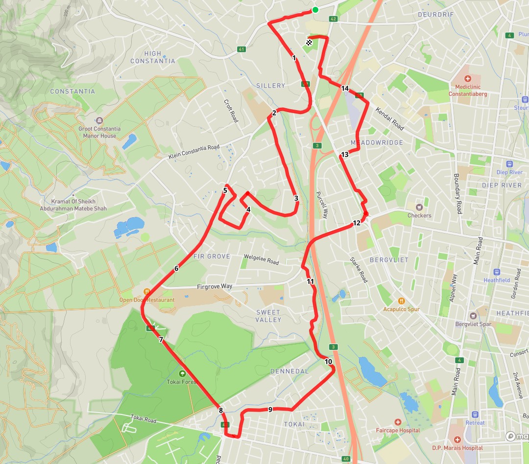 Route map — 15km Run