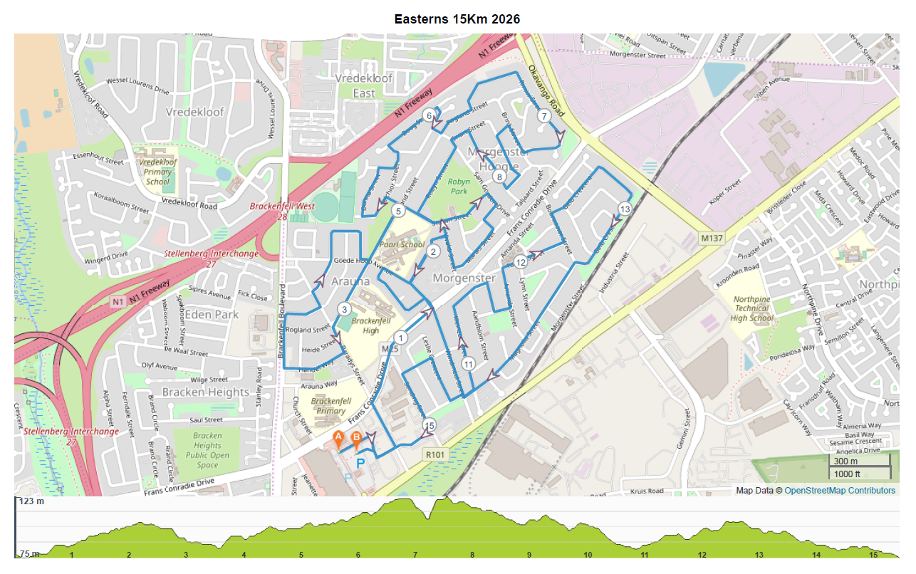 Route map — 15km Road Race