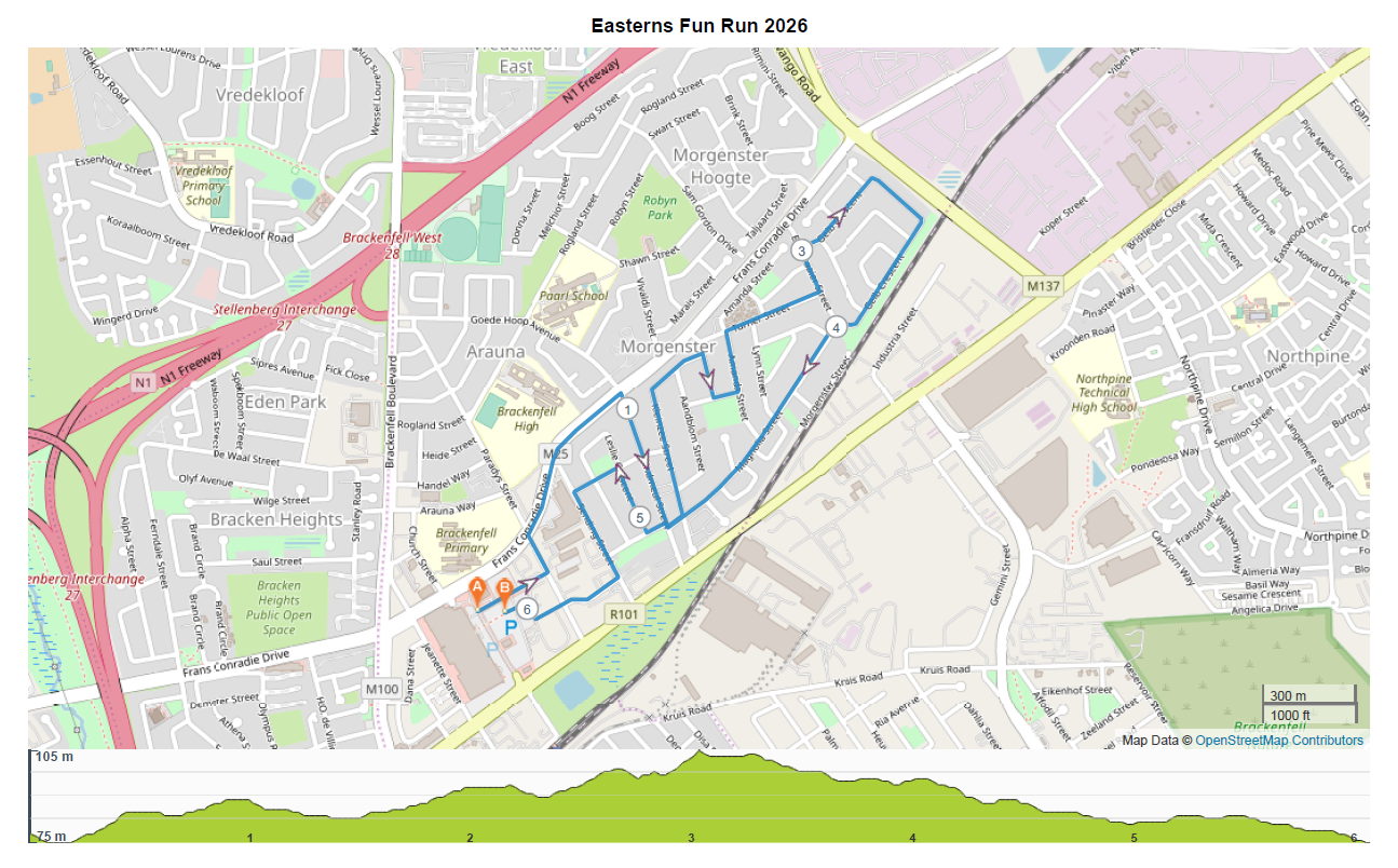 Route map — 5.7km Family Fun Run/Walk